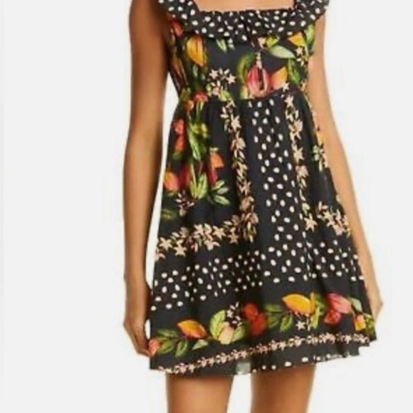 FARM Rio Dresses & Skirts - FARM Rio Cocoa Paradise Mini Dress Tropical Polka Dot Ruffle Size XS